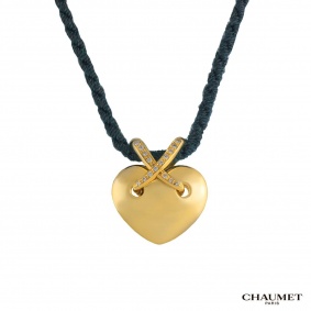 Chaumet 18k Yellow Gold Diamond Set Heart Pendant 0.17ct